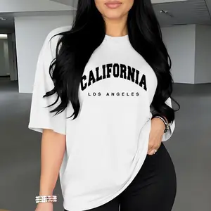 Women's Casual Sport T-Shirt - California Los Angeles Graphic Print,  Round Neck Summer Top, Relaxed Fit for Gym, Lounge & Casual Attire, Gym Casual Wear |   Relaxed Fit Shirt |   Lightweight Fabric, Ladies T Shirts
