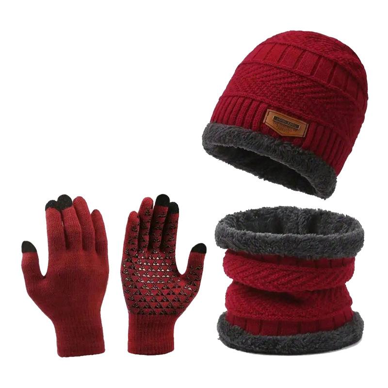 3-Pieces Winter Beanie Hat Scarf  Gloves Set Warm Knit Skull Cap for Men Women