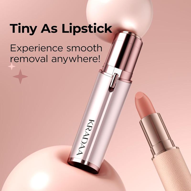 KRADAA Facial Hair Remover for Women，with LED Light Painless Razor for Chin Upper Lip Peach Fuzz Gentle on Sensitive Skin Hypoallergenic Stainless Steel Blades Flawless ，Gold
