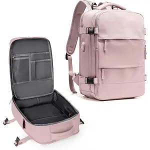 Unisex Large Waterproof Travel Backpack - Carry-On Hiking Rucksack, Outdoor Sports Casual Daypack (Pink Purple)