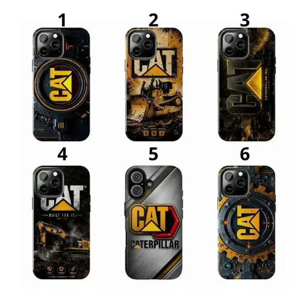 CAT Heavy Equipment Smartphone Case - Caterpillar Industrial Machinery Handheld Cellphone Shell, Compatible with iPhone 11-17 Pro Max/Plus