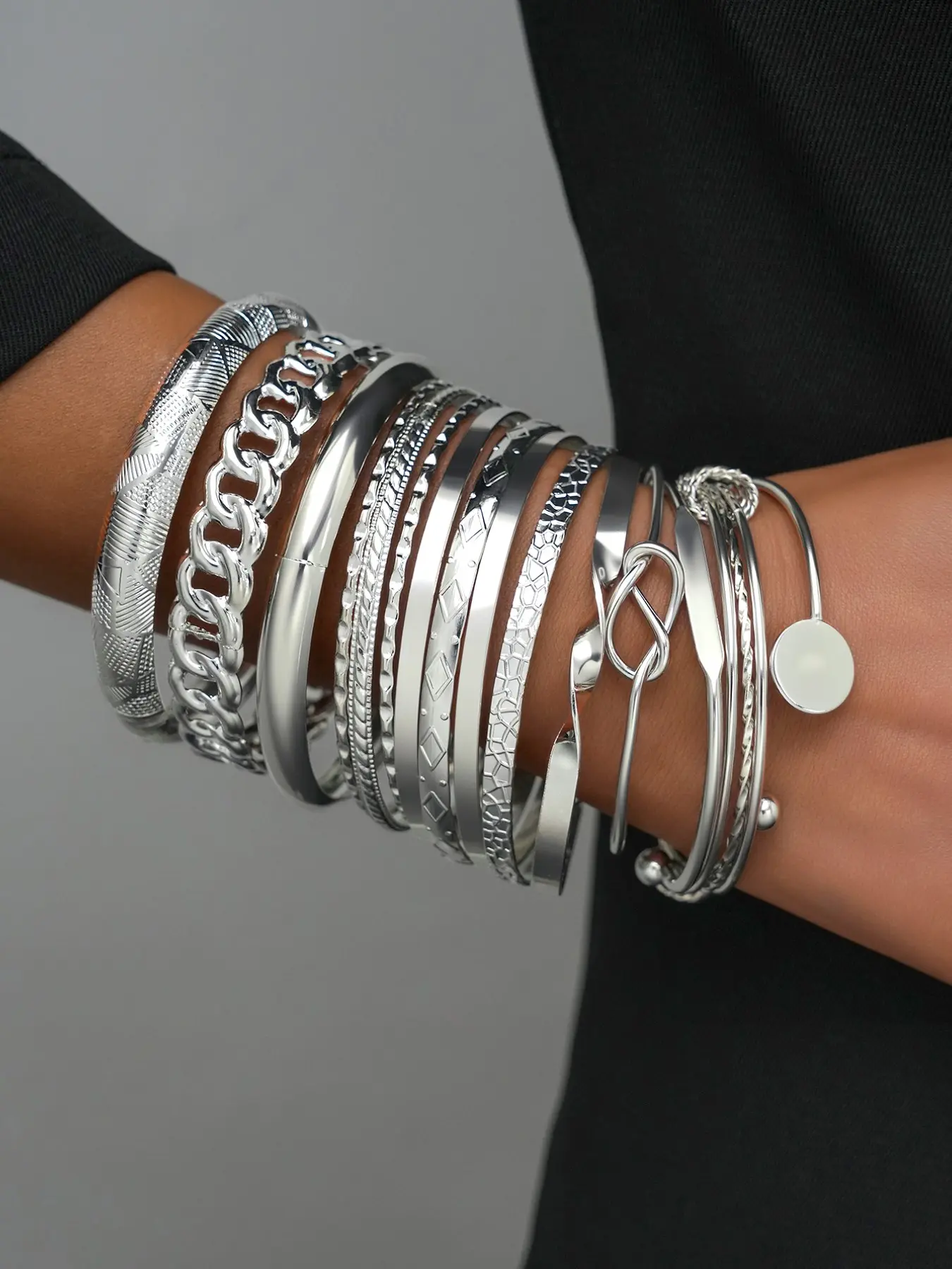 15 Pieces Elegant Bracelet Combination Set, Bracelet Stack, Knot Design, Adjustable Cuff Bracelets, Women's Fashion Accessories, Minimalist Adjustable Bangle, Bracelet Sets