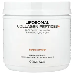 Codeage Liposomal Collagen Peptides+ Powder, Unflavored, 14.97 oz (424.5 g)