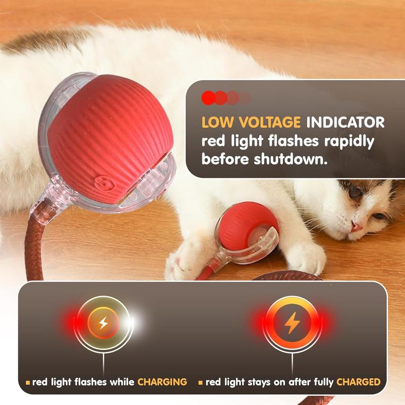 Smart Automatic Rolling Pet Ball Interactive Dog & Cat Toy with Rope 360° Rotating Fun Game for Dogs and Cats + Pet Hair Removal Glove