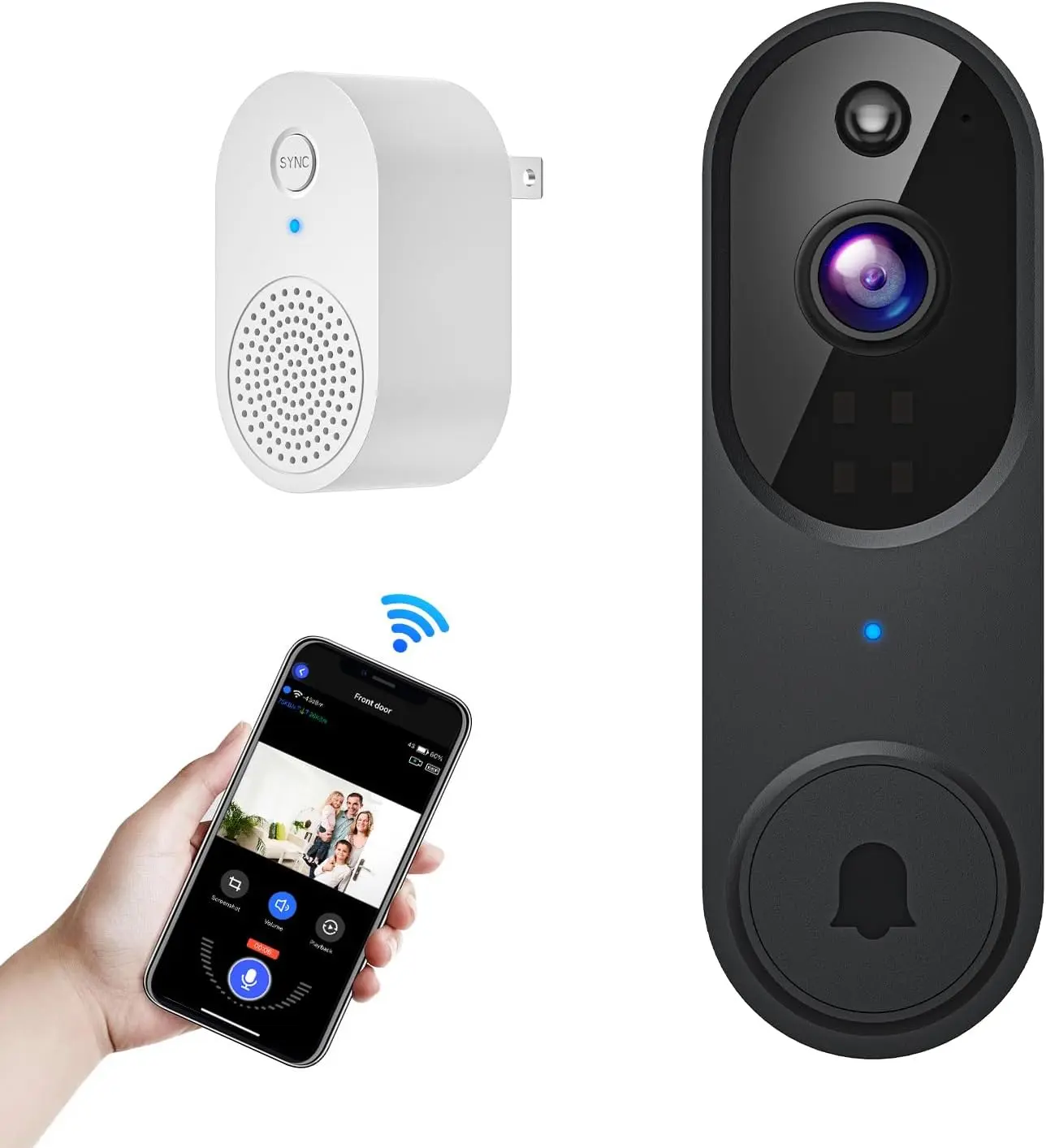 Orbitell 1080p Wireless Wi-Fi Video Doorbell Camera - 2.4G Wi-Fi Only, 2-Way Audio, Cloud Storage (Home Security Surveillance Device)