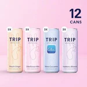 TRIP Variety Pack - Premium Light Botanical Spritzes with Magnesium, Ashwagandha, Lion's Mane & L-Theanine - Low Calorie & Vegan - 12 Oz, Mindful Blends 12 Pack
