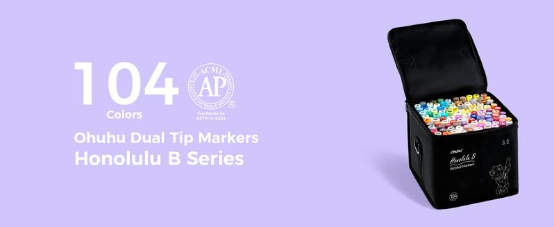 Ohuhu Alcohol Markers: Brush&Fine Dual Tips - 104 Colors & 216 Colors - Double Tipped Art Marker Set for Artists Adults Coloring Sketch Illustration - 104+216=320 - Refillable Ink - Honolulu B Series of Ohuhuart - Valentine's Day Gift