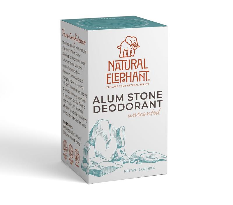 Natural Elephant Alum Stone Deodorant Stick 60g (2 oz) Natural Unscented Aluminum Free Salt Stone for Men and Women