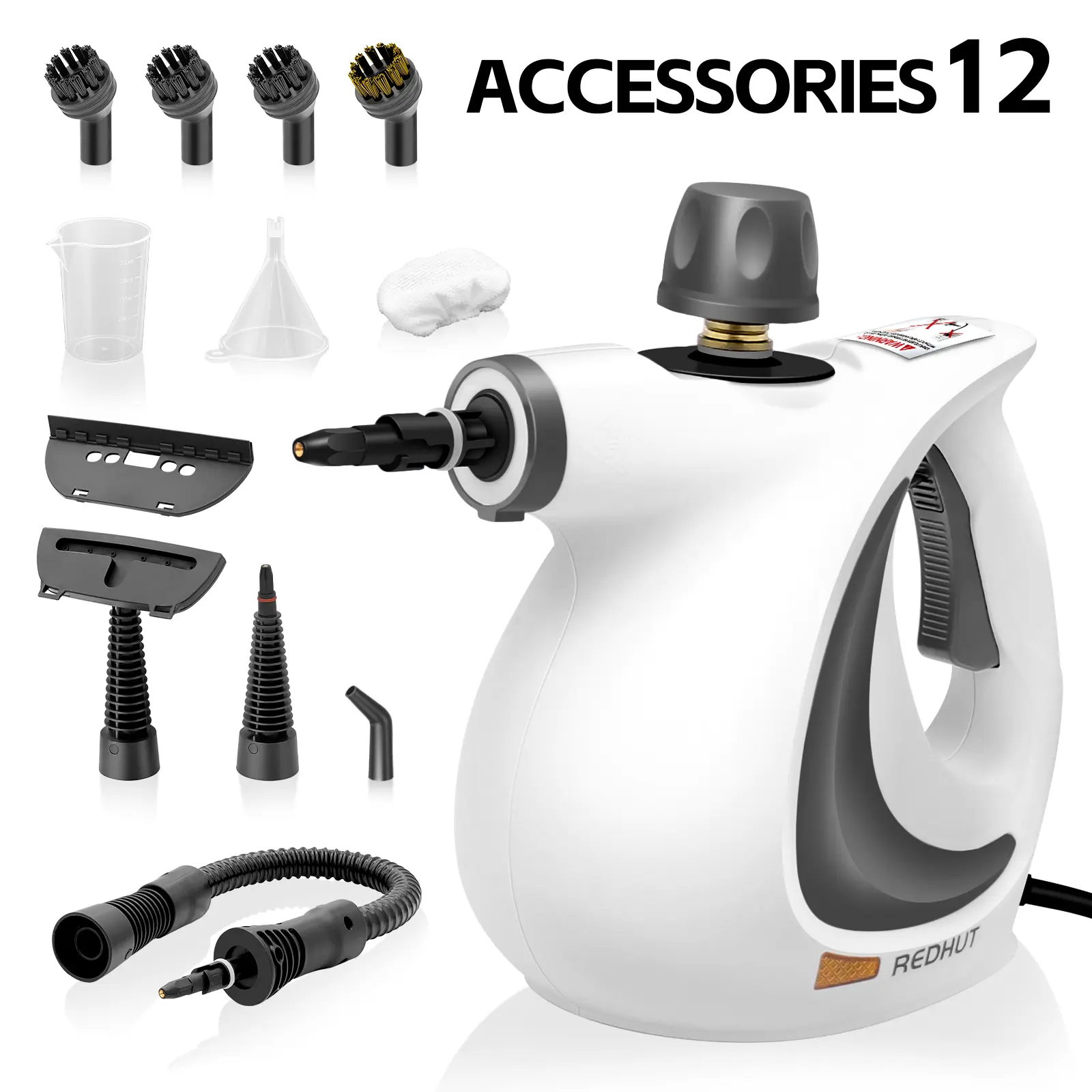 Redhut 2026 New Corded Pressurized Portable Lightweight Compact Handheld Multi-Surface Natural Steam Cleaner, 12 Accessories, Chemical-Free Deep Cleaning House Supplies for Home, Car