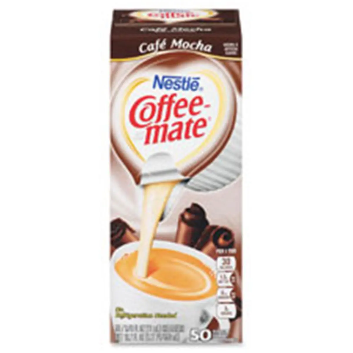 212 MAIN Coffee-Mate Cafe Mocha Single Serve Creamer, 50-Count Dispenser Box - Ambient, Shelf Stable Tubs with Rich Chocolate Flavor for Office Coffee, Camp Kitchen Counter Cleanup