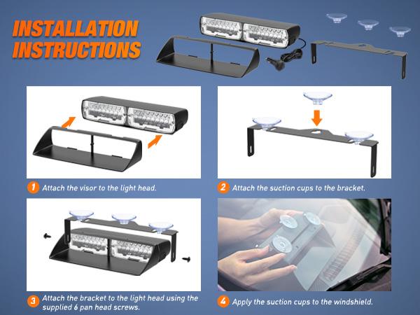 Nilight Strobe Lights, Windshield Hazard Warning Safety Flash Lights with Suction Cups, Super Bright LED Strobe Lights for Enforcement Firefighters Vehicle Truck