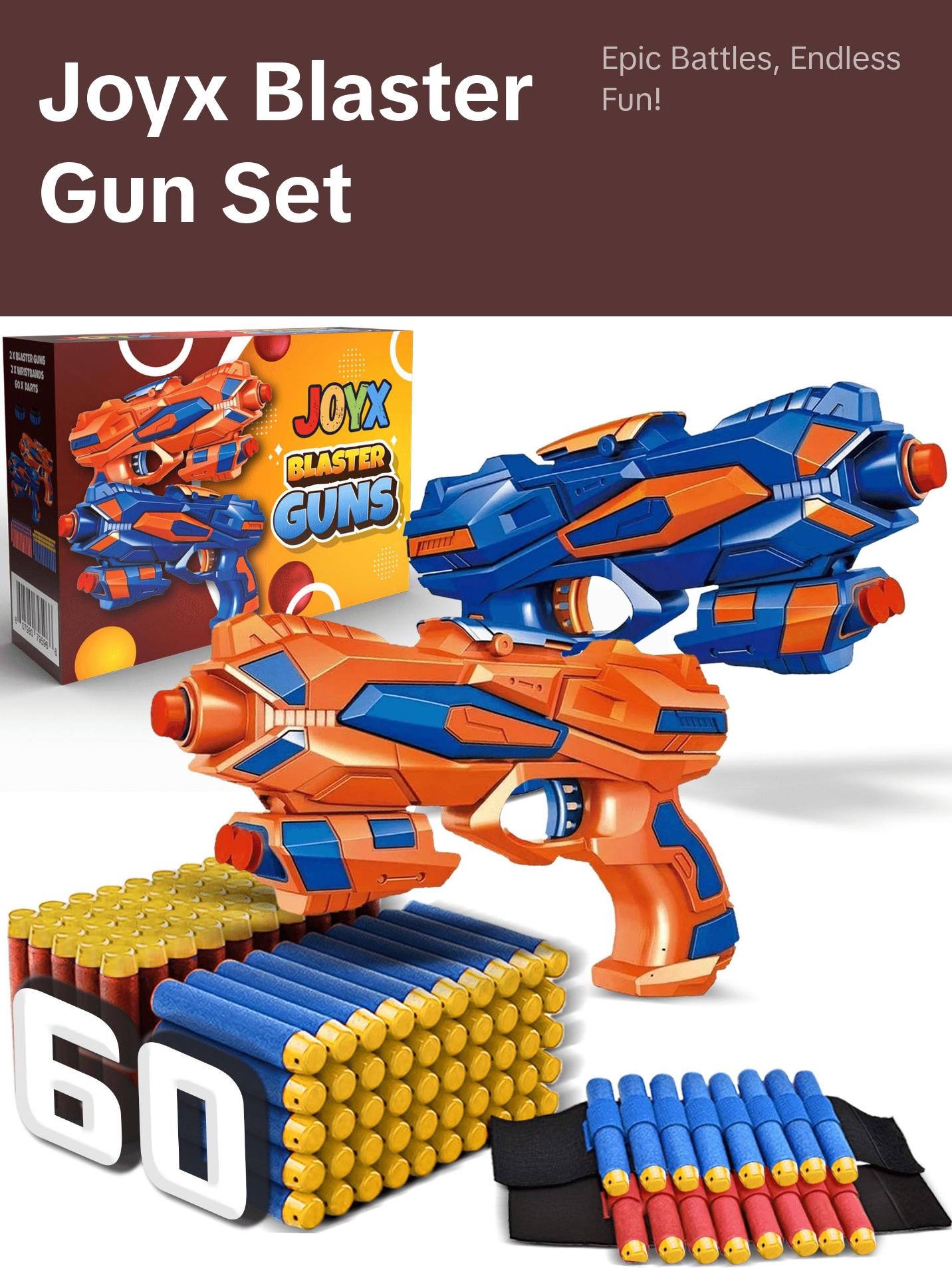 JoyX 2-Pack Blaster Guns with 60 Foam Darts - Ultimate Kids' Battle Pack test  gun Insanity Mega