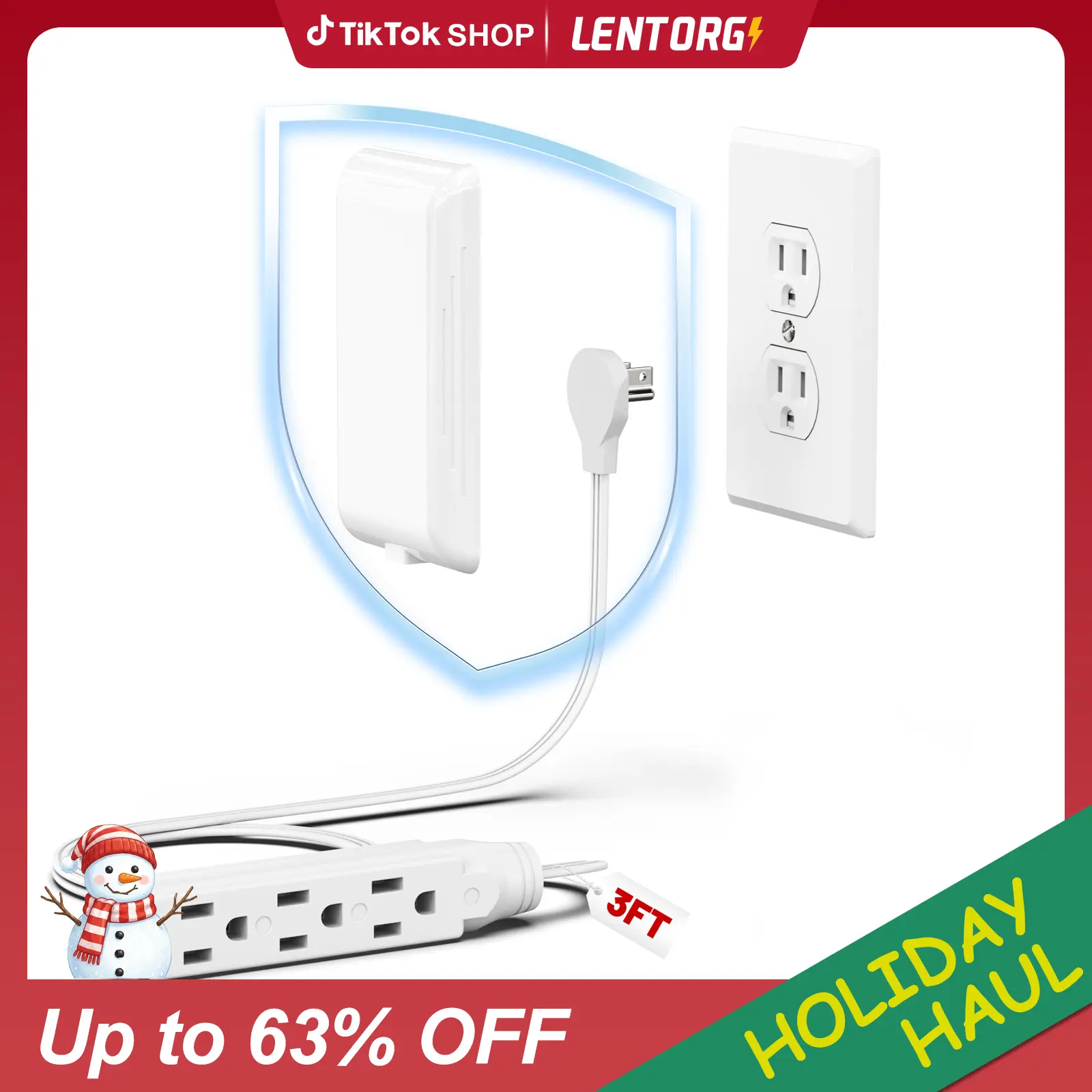 【BlackFriday HotPick】Lentorgi Original & Patented Ultra-Thin Outlet Concealer with Cord Concealer Kit, Flat Extension Cord with Multi Outlets Power Strip, Ideal for Home Improvement, Hide Bulky and Messy Cords
