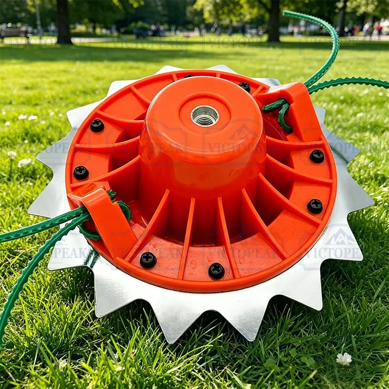Dual-Blade Lawn Trimmer Head, New Super Grass Trimmer Head with Rope and Blade, Compatible with Gasoline Mowers, Replacement Part for Lawn Mowers