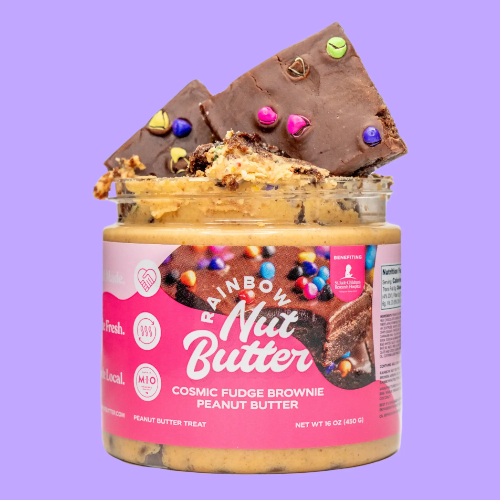 GALAXY BROWNIE METEOR Chocolate Peanut Butter Treat Snack - Sweet Flavor with Chocolate Syrup - Rainbow Nut Butter High Protein Snack Great for Kids