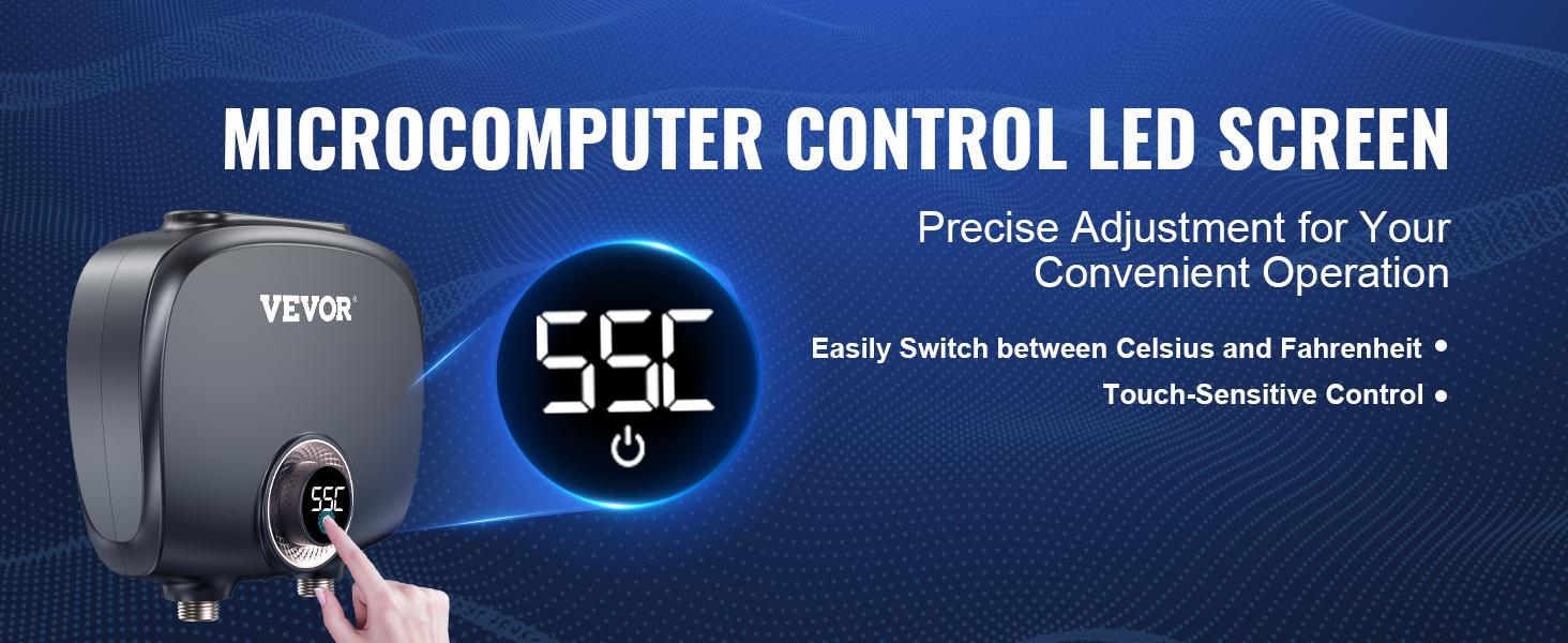 VEVOR Tankless /Mini Water Heater Electric, 7kw On Demand Instant Under Sink Water Boiler, Digital Temperature Display & Easy Installation & 24-Hour Water Supply, For Kitchen Bathroom Faucet And Shower VEVOR Tankless /Mini Water Heater Electric, 7kw On Demand Instant Under Sink Water Boiler, Digital Temperature Display & Easy Installation & 24-Hour Water Supply, For Kitchen Bathroom Faucet And Shower