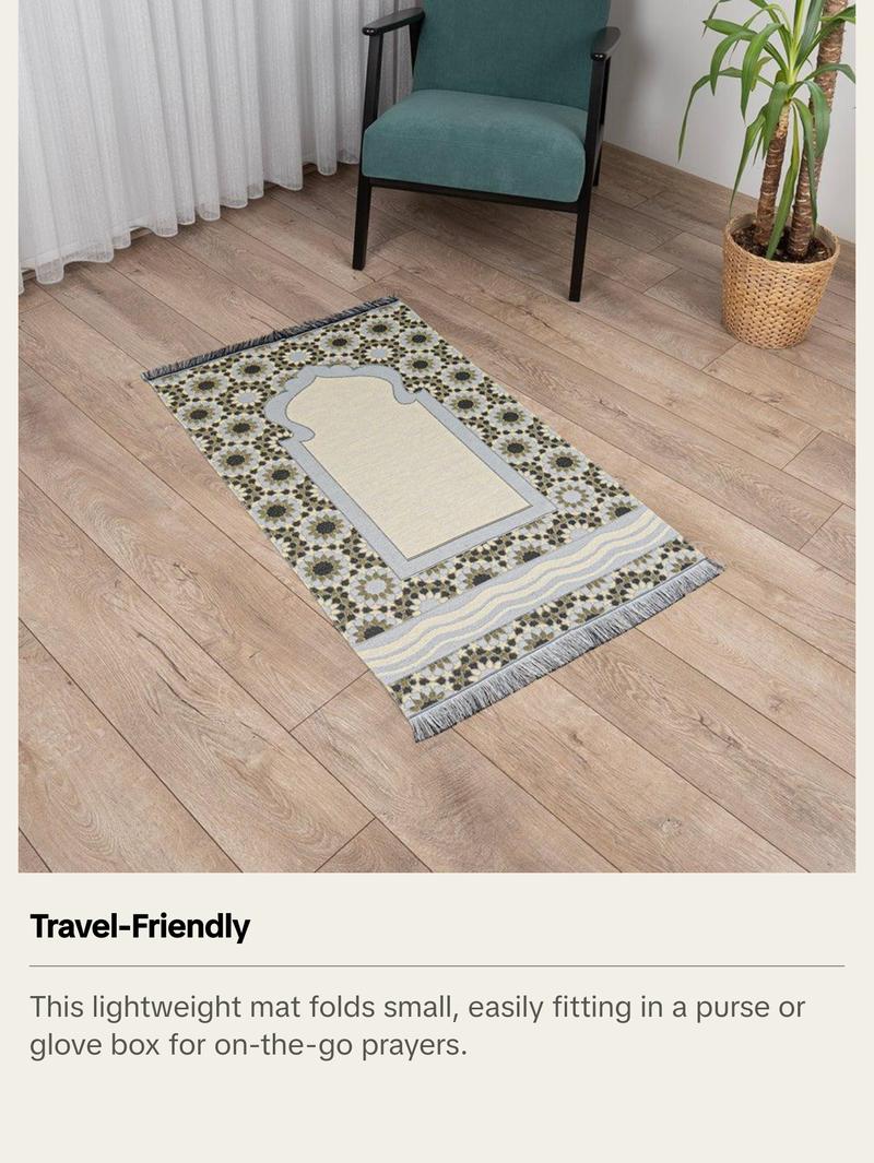 Chenille Thin Travel Islamic Prayer Mat Stargazer - Blue