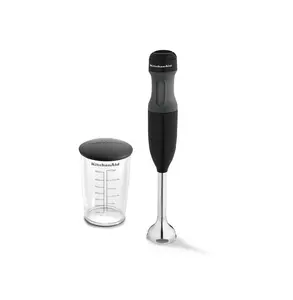 KitchenAid 2-Speed Hand Blender with Removable 8" Blending Arm Fixed S-Blade Soft Grip Handle 3-Cup BPA-Free Blending Jar Ideal for Kitchen Essentials
