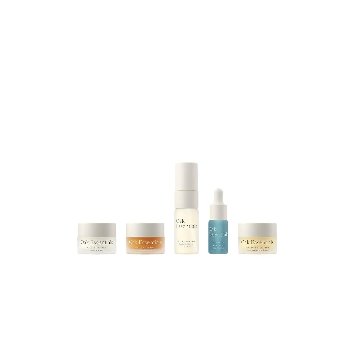 Oak Essentials Mini Skincare Routine Kit - Daily Cleansing, Moisturizer, Balm, Mask Set for Basic Skin Care Needs