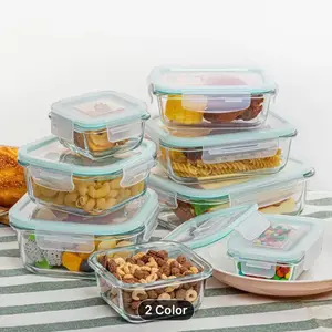 8pcs Glass Food Storage Containers with Airtight Flip-Top Lids - Leakproof, Microwave, Freezer & Dishwasher Safe Square Meal Prep Boxes Suitable for Lunch, Leftovers, Pantry Organization - Heavy-Duty Glass Containers
