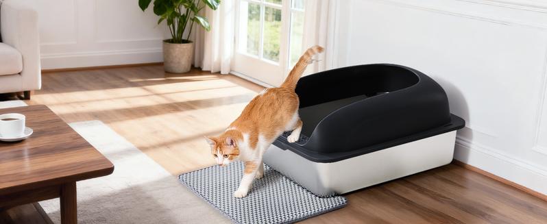 Enclosed Stainless Steel Cat Litter Box with Lid Extra Large Litter Box for Big Cats XL Metal Litter Pan Tray with High Wall Sides Enclosure, Non-Sticky, Anti-Leakage, Easy Cleaning