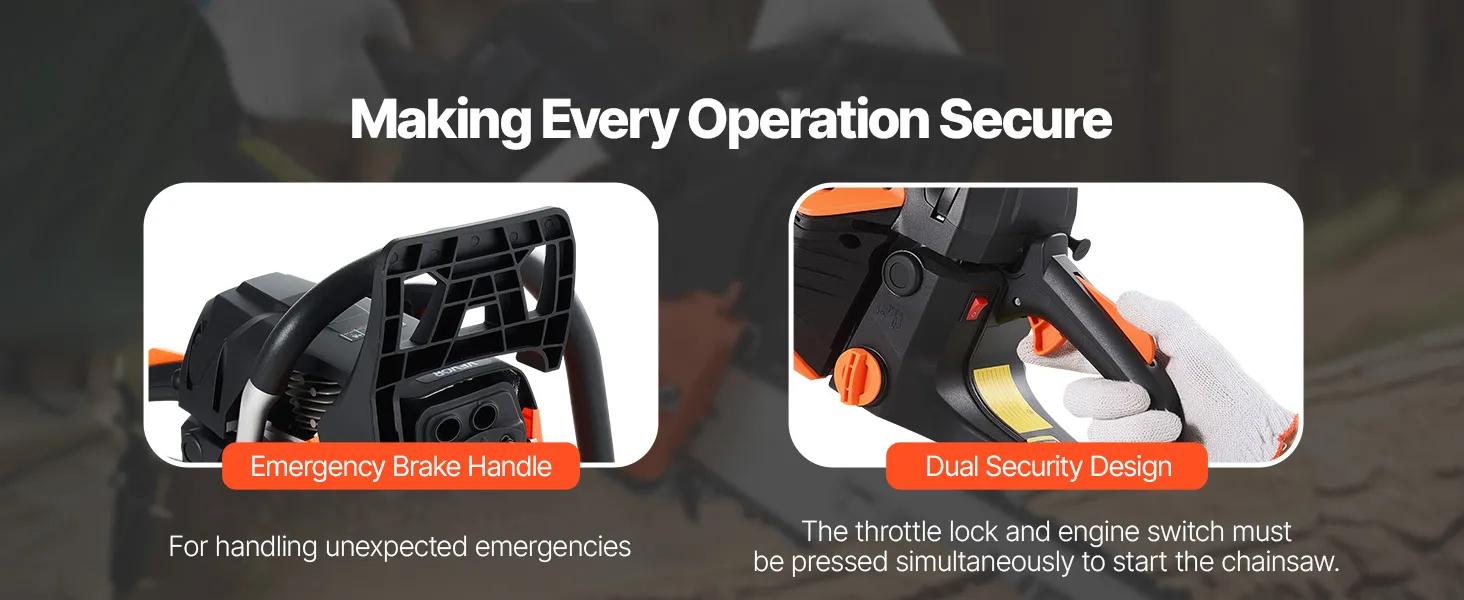 VEVOR 62 cc Gas Chainsaw 20 inch 3.8 HP Power Chain Saw with Non-Slip Handle Dual Fuel Tanks for Wood Cutting Tree Trimming Land Clearing