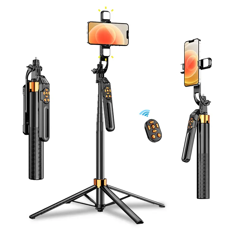MyGo 71in 4-in-1 360° Rotatable Aluminum Alloy Selfie Stick Tripod Handle, Portable Mobile Cellphone Stabilizer with Multi-Function Remote, Ideal for Vlogging, Live Streaming, Accessories, Tripod For Iphone, Vlogging Equipment