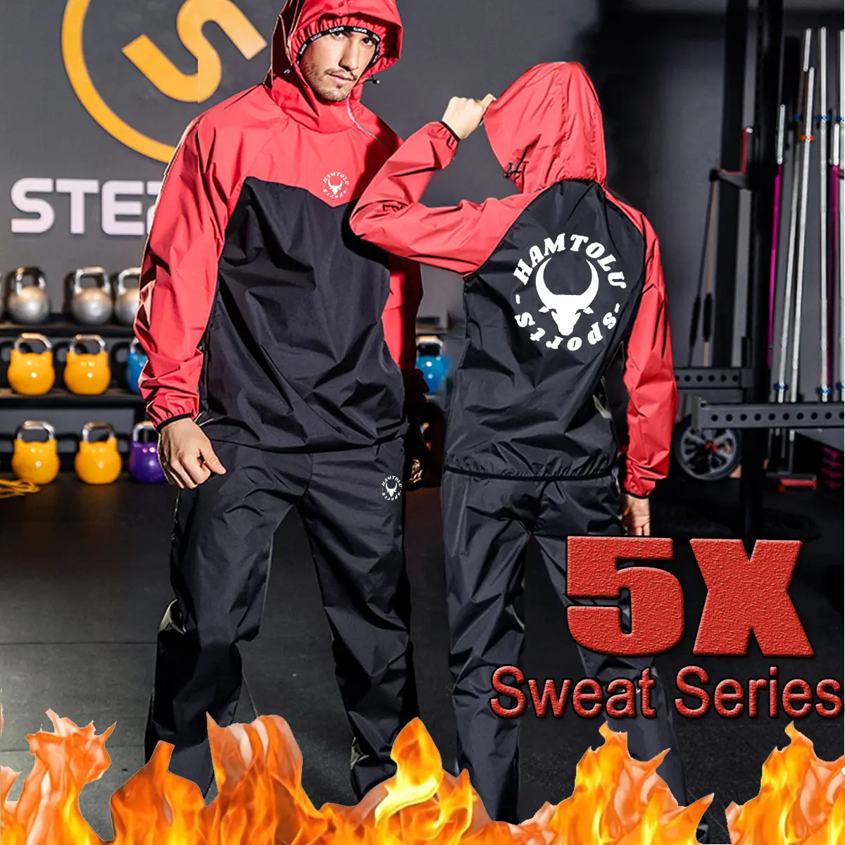 HAMTOLU Unisex Sauna Suit SportswearSweat SuitBoxingExercise Jacket and PantsFitness TrainingClothesOutdoorfun AthleticWorkout Women Men Gym Outfits