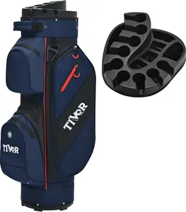 TIVOR 2026 T-Lock Golf Cart Bag-15-Way Full-Length Dividers,9 Pockets, Easy-Access Handle & Ergonomic Straps | Perfect for Cart & Walking, Includes Rain Cover