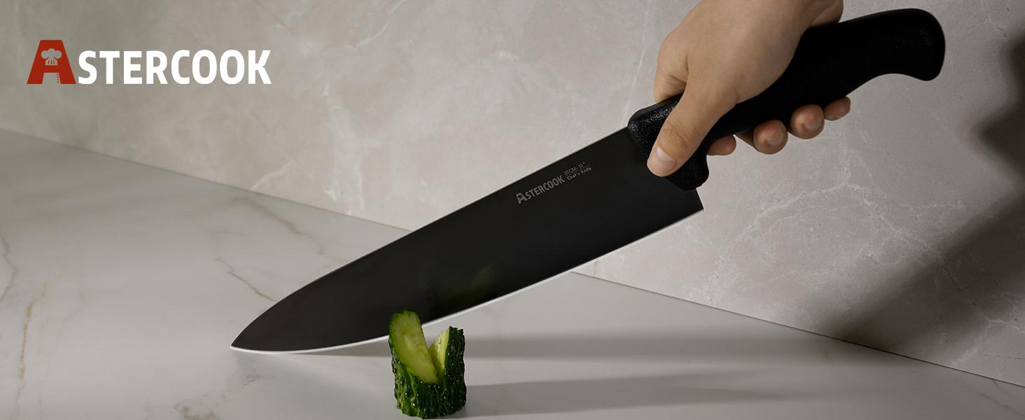 Astercook Chef Knife - 8 Inch High Carbon German Stainless Steel Ultra Sharp Blade Rustproof Ergonomic Wooden Handle Knives block Kitchen Box Cutting