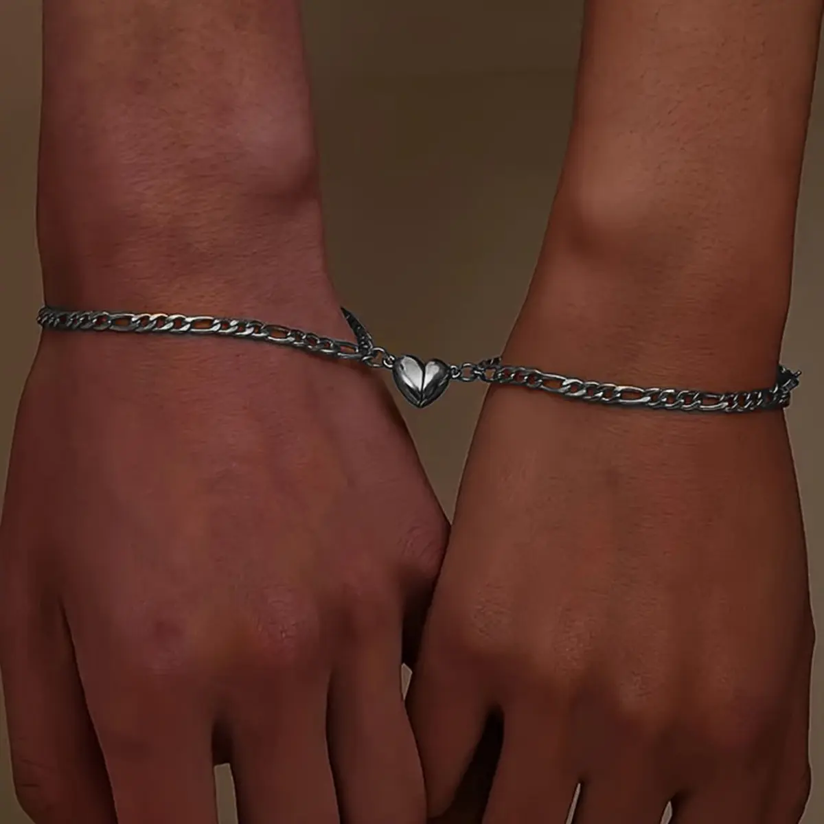 Couple love bracelet, 2-piece magnetic men and women Cuban bracelet, stainless steel adjustable couple bracelet