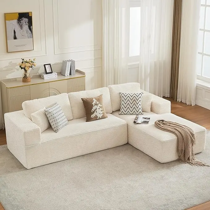 Beige-3 Seater - Right Facing Chaise