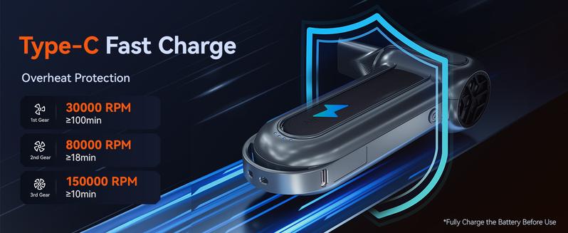 WOLFBOX MF100 Electric Air Duster 150000RPM Super Power Cordless Rechargeable Blower with 5 Nozzles & 2 Brushes for Computer Keyboard Outdoor House Car Cleaning - Multifunctional Portable Multifunctional TikTokShopHolidayHaul