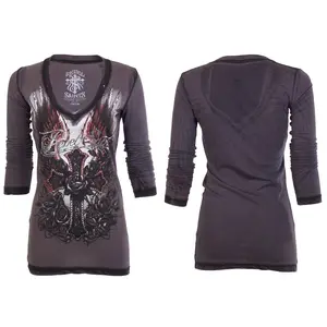 REBEL SAINT by AFFLICTION Women's T-shirt Ava Black NWT