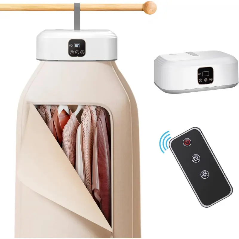Portable dryer, mini dryer with remote control, small folding electric dryer (with drying bag), suitable for travel, RV, home, and apartment use