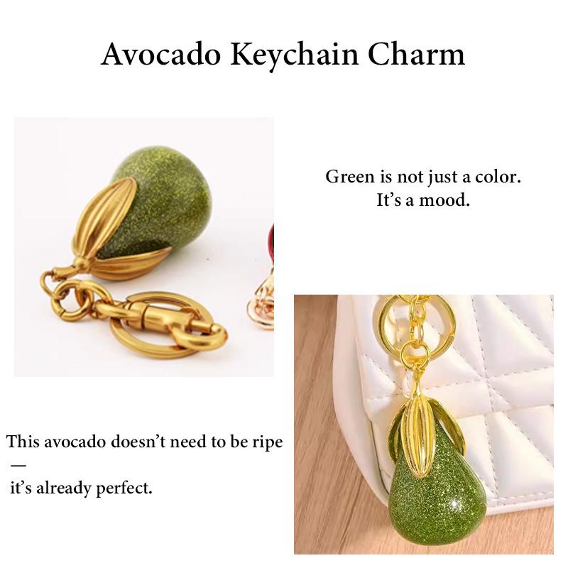 Green Pear Keychain Purse Charm - Cute Glitter Bag Accessory for Handbags, Perfect Birthday & Holiday Gift