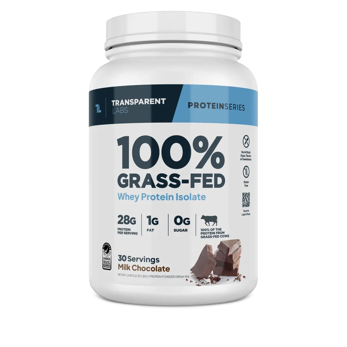 Transparent Labs 100% Grass Fed Whey Isolate 30 Servings Protein-Packed Natural Ingredients Lactose-Free