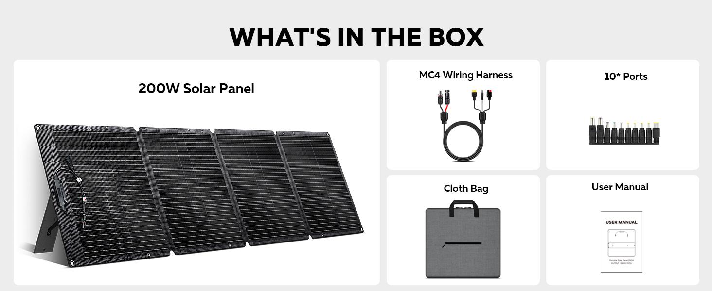 Black Friday Deal CTOLITY ETFE 200W Foldable Solar Panels SPC200 20.5V Portable Solar Charging Panel Complete Kit Outdoor Lifepo4 Power Station charger power bank