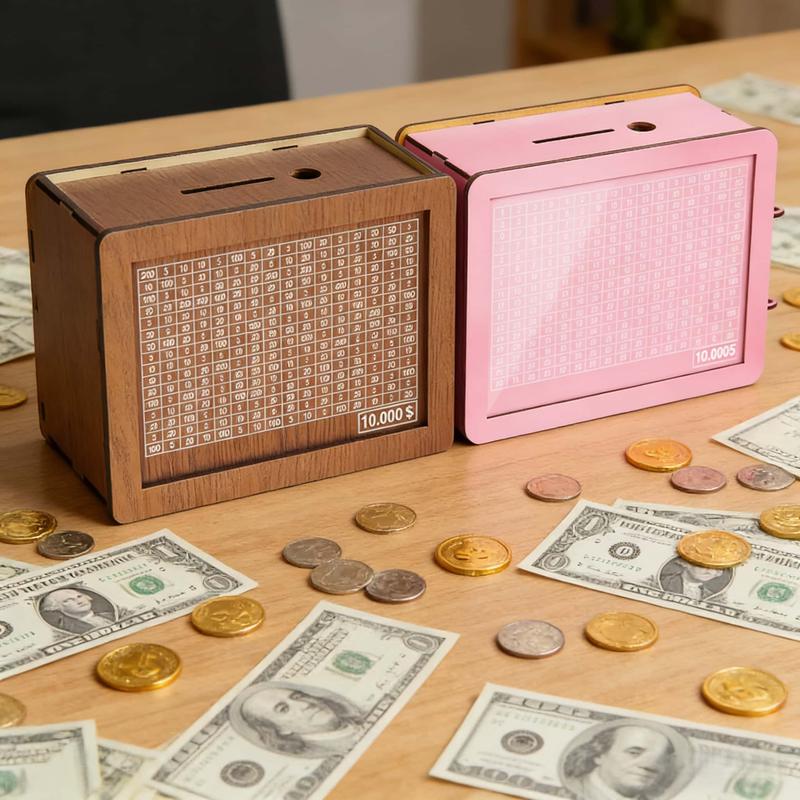 MONEYBOX Wooden - eco-friendly [biodegradable] box | Eco-friendly, sustainable design | Save up to $10,000 | stylish sturdy box | perfect for budgeting, financial planning and goal setting | perfect for teens, adults and families