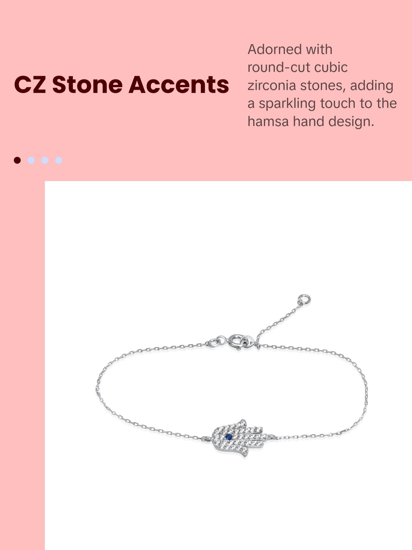 Sterling Silver Hamsa Bracelet - Charming Hamsa Hand Bracelet