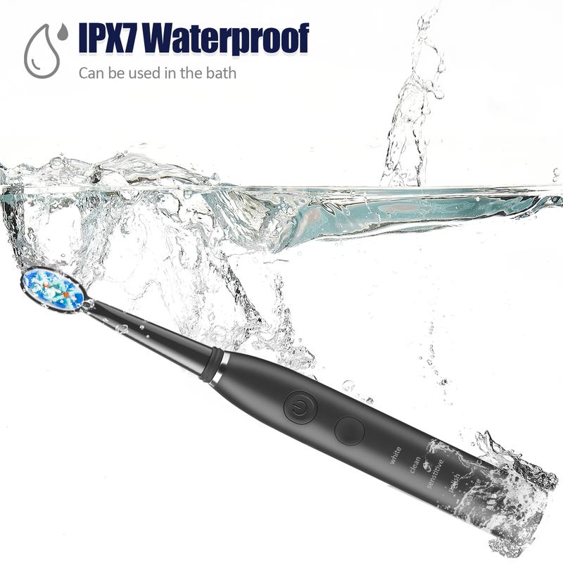 Sonic Electric Toothbrush, 5 Cleaning Modes, IPX7 Waterproof, 180-Day Battery Life, with 5 Brush Heads & Travel Case