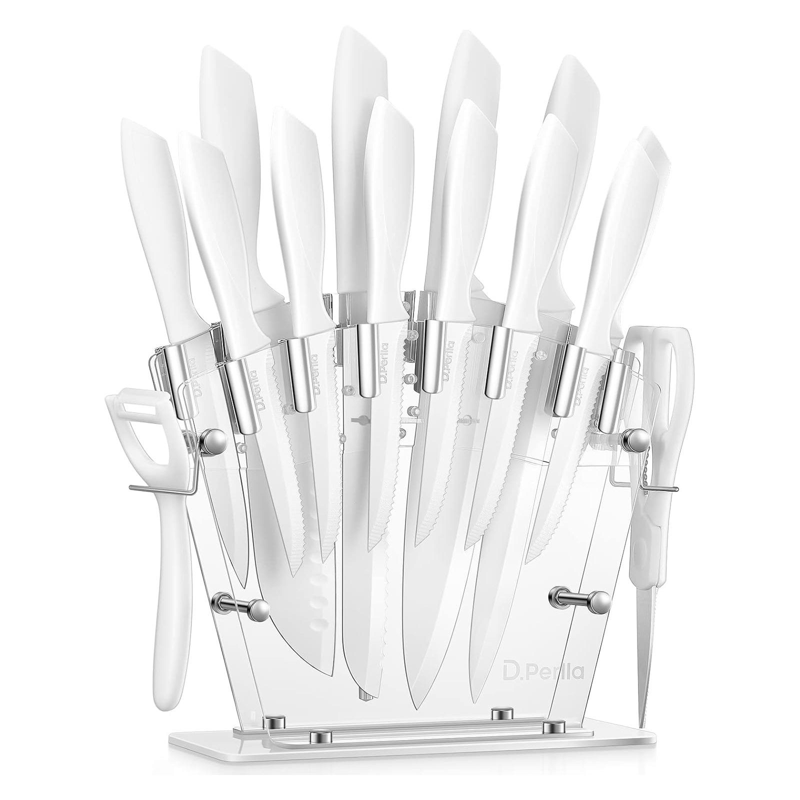 Knife Set, D.Perlla 16 Pieces Black Kitchen Knife Set with Acrylic Stand, High Carbon Stainless Steel, BO Oxidation Knife Block Set, No Rust, Non Slip Handle, Sharp Knife Knife Set, D.Perlla 16 Pieces Black Kitchen Knife Set with Acrylic Stand, High Carbon Stainless Steel, BO Oxidation Knife Block Set, No Rust, Non Slip Handle, Sharp Knife