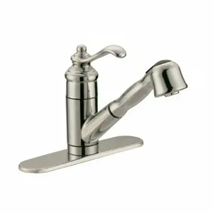 Designers Impressions 611465 Satin Nickel Kitchen Faucet w/ Pull Out Sprayer