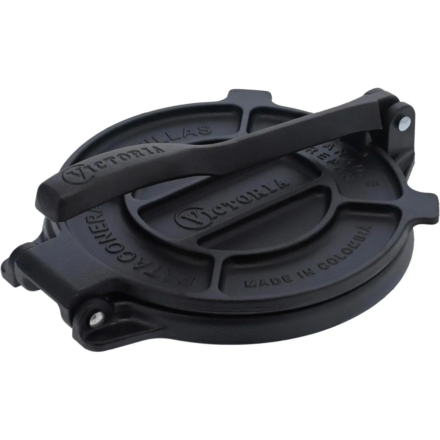 8-Inch Victoria Cast Iron Tortilla Press - Roti Maker, Pataconera, Flaxseed Oil Seasoned, Traditional Style Black Tortilladora, Made in Colombia