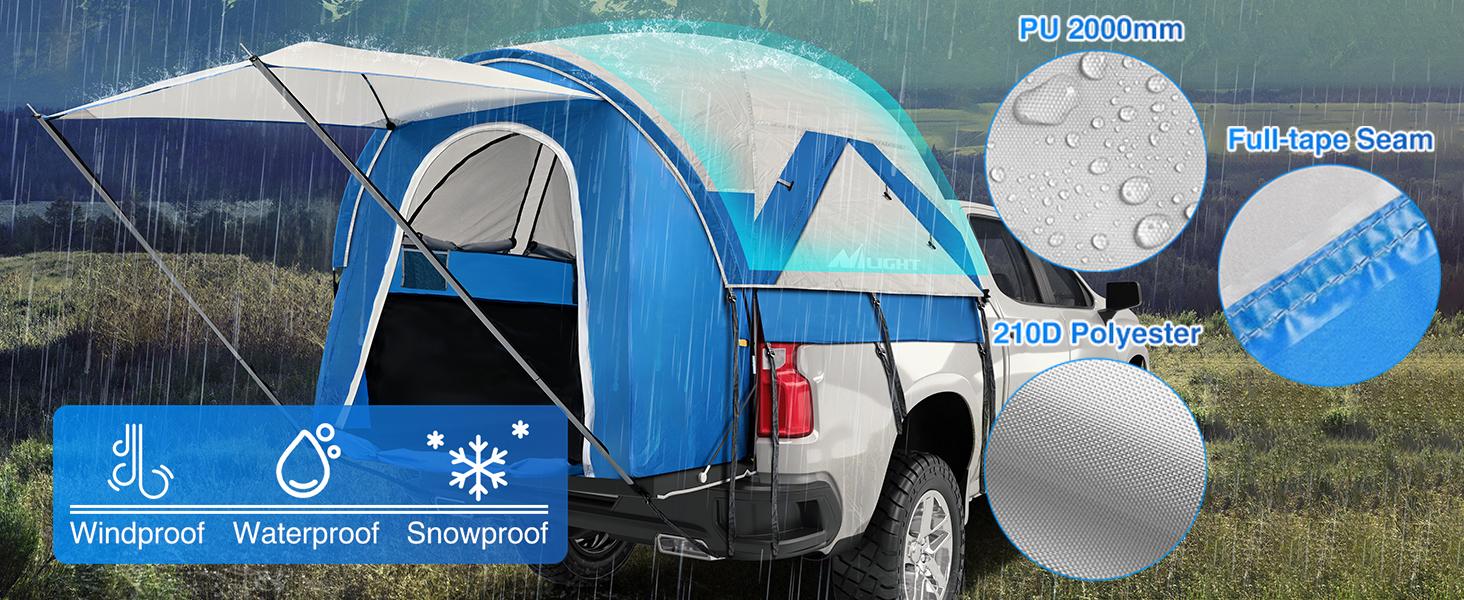 Nilight Truck Bed Tent 5.0-5.5FT Pickup Truck Tents with Removable Awning Waterproof PU2000mm Double Layer Rainfly Storage Bag 2-Person Sleeping Tailgate Bed Tents for Camping Travel Outdoor,Blue Grey drone 600