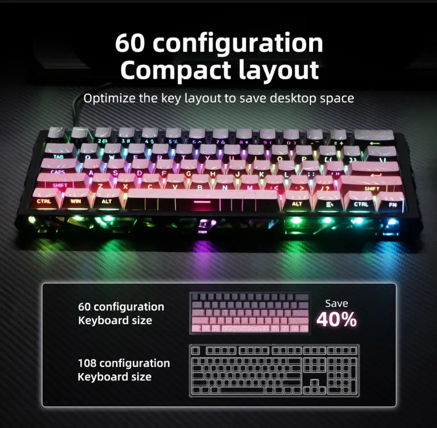 60% Hot Swappable Magnetic Switch Keyboard, Hollow Aluminum Frame Pink Mechanical Keyboard, Detachable Type-C Cable, Support Mixed Switches, 17 RGB Light Modes PBT Keycap Gaming Keyboard