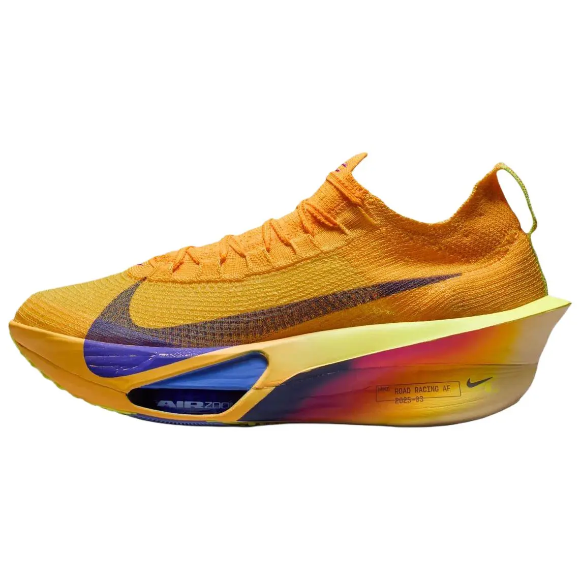 NIKE Alphafly NEXT% 3 Performance Sneakers - Men's & Women's Lightweight Sole Running Shoes with Knit Upper, Laser Orange Indigo Burst Citron, 5-11 U.S. Sizes (Women's Small Run Size)