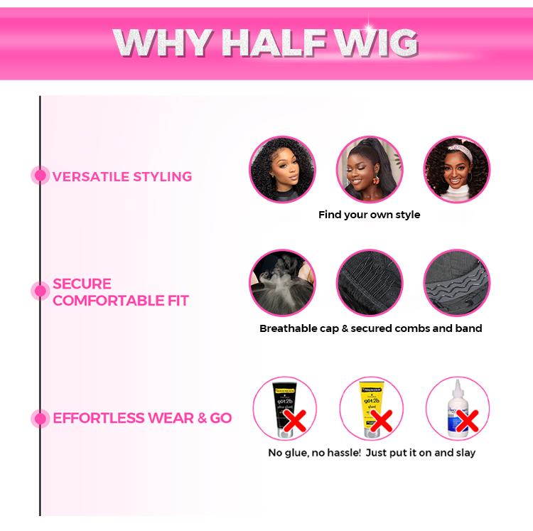 CurlyMe 3 IN 1 Blonde Water Wave Half Wig with Black Roots-Glueless & Beginner Friendly #TikTokShopHolidayHaul