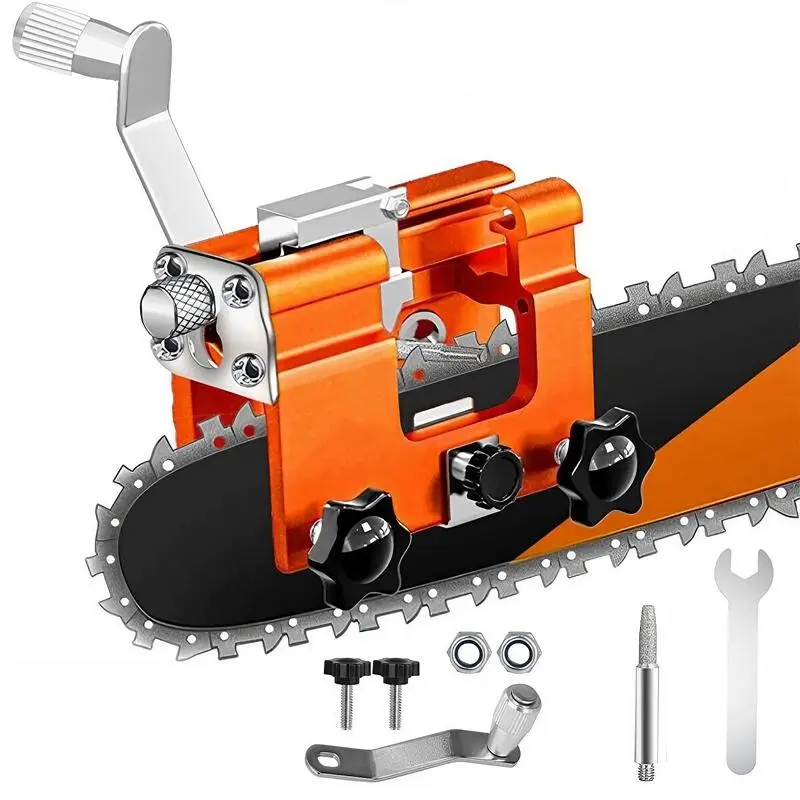 Compact Functional Chainsaw Sharpener Portable Jig, Unisex Hand-Crank Tool Set for Outdoor Work, Fits All Saws