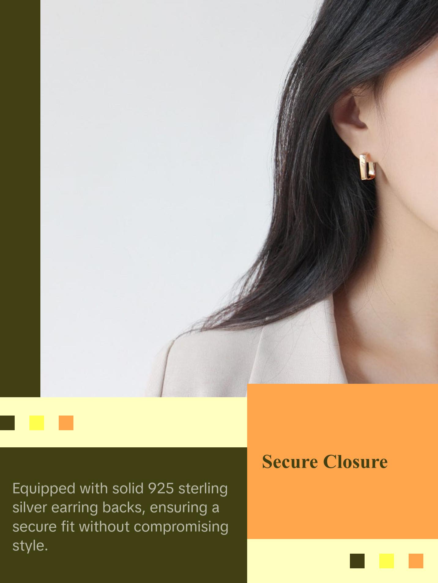 Classic Rectangle 925 Sterling Silver Hoop Earrings